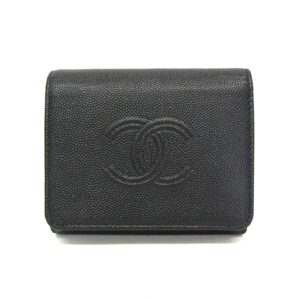 CHANEL Authentic Black Logo Wallet